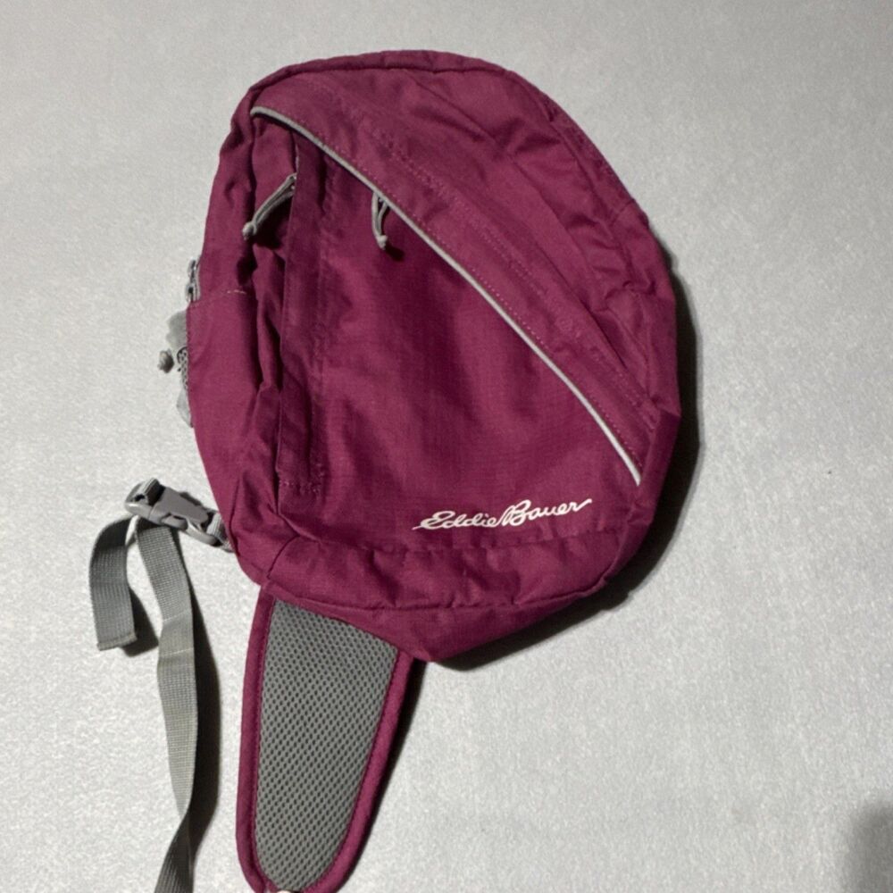 Eddie Bauer Purple Gray Nylon Hiking Daypack Zip Closure 3 Pockets Lightweight